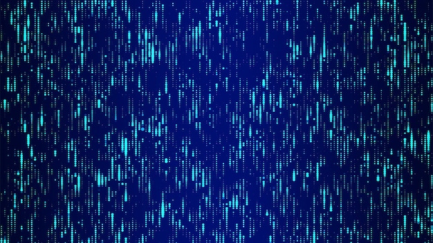 Vector abstract background with blue glowing dots grid of blinking dots the flow of scientific data in cyberspace big data visualization vector illustration