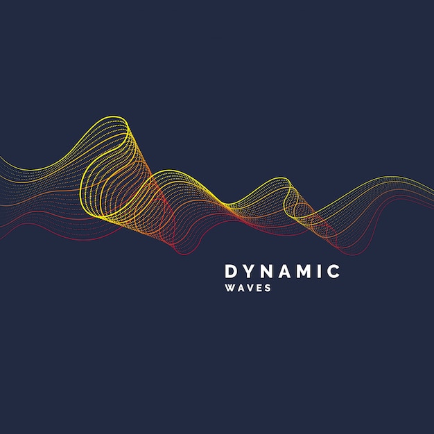 Vector  abstract background with a colored dynamic waves, line and particles.