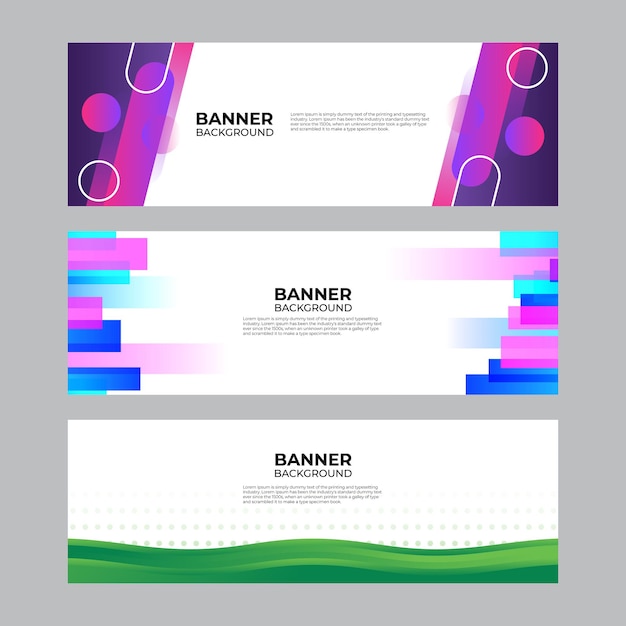 Vector abstract banner design web template set. horizontal header web banner. vector abstract graphic design banner pattern background template.