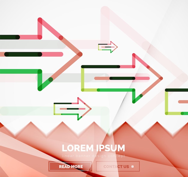 Vector abstract banner template with arrows linear design style