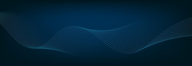 Vector abstract banner template with blue wavy lines technology banner