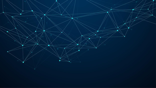 Vector abstract big data visualization digital network connection concept background. artificial intelligence and engineering technology. global network, lines plexus, minimal array. vector illustration.