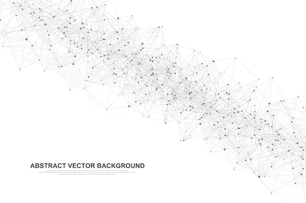 Vector abstract big data visualization digital network connection concept background. artificial intelligence and engineering technology. global network, lines plexus, minimal array. vector illustration.