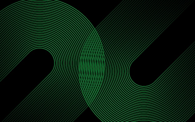 Vector abstract black background with glowing green geometric line pattern