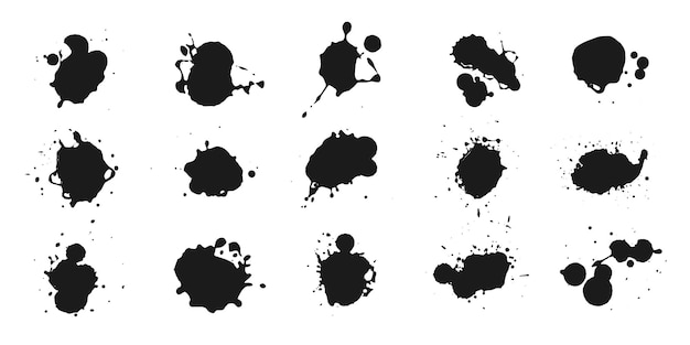 Vector abstract black ink splashes collection