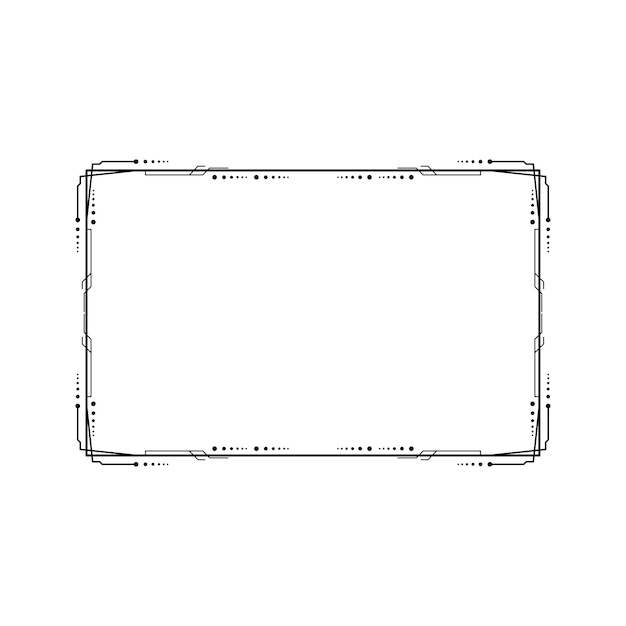 Vector abstract black simple line rectangular frame doodle outline element vector design style sketch