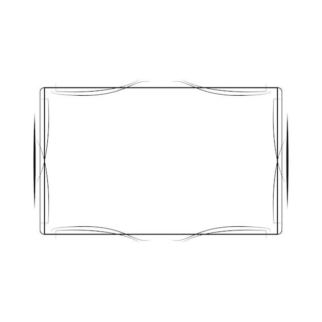 Vector abstract black simple line rectangular frame doodle outline element vector design style sketch
