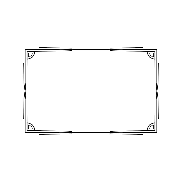 Vector abstract black simple line rectangular frame doodle outline element vector design style sketch