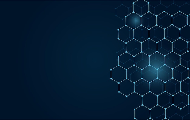 Vector abstract blue background tech with hexagons