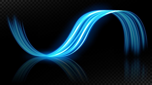 Vector abstract blue wavy line of light with a transparent background isolated and easy to edit vector il