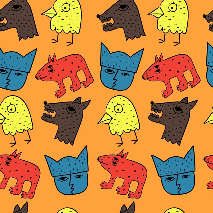 abstract character seamless pattern