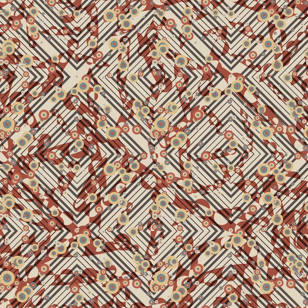 Vector abstract checkered geometric seamless pattern with dots. striped square mosaic, tile background