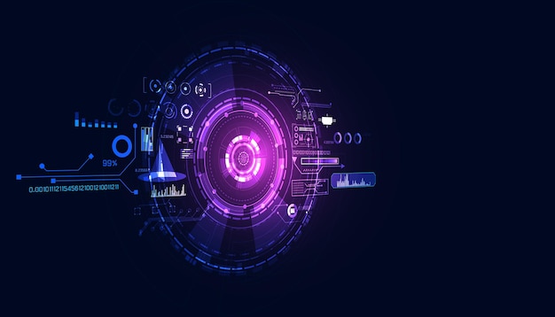 Vector abstract circle digital hud interface computing computer or internet network