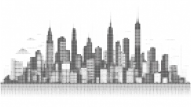 Vector abstract city skyline halftone pattern