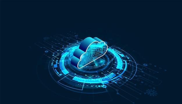 Vector abstract cloud technology with big data and interface concept connection by collecting data in the cloud with large data storage systems on hi tech background