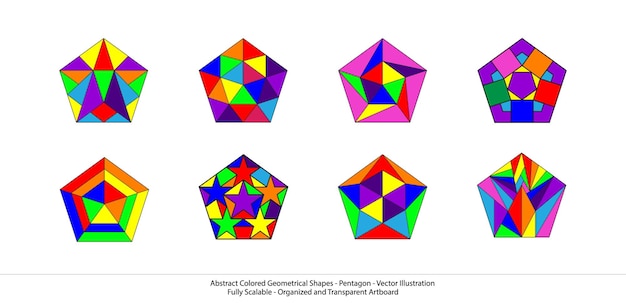 Vector abstract colored pentagon geometric shapes vector illustration