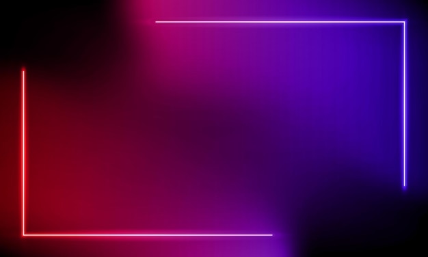 Vector abstract colorful neon background with red purple gradient. 3d render rectangular line luminous rays