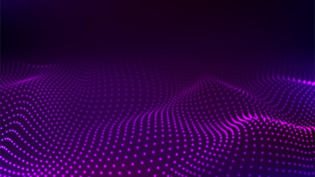 Vector abstract colour wave dots on black background 3d big data network connection technology background