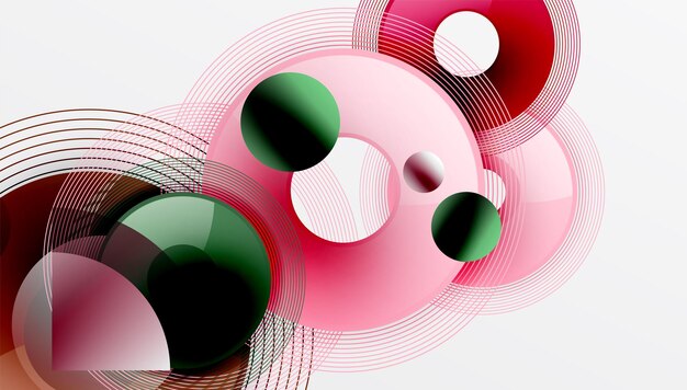 Vector abstract composition of overlapping circles with smooth gradients and transparency effects clean and