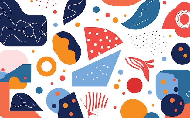 Vector abstract composition with geometric shapes and lines vector illustration in flat style