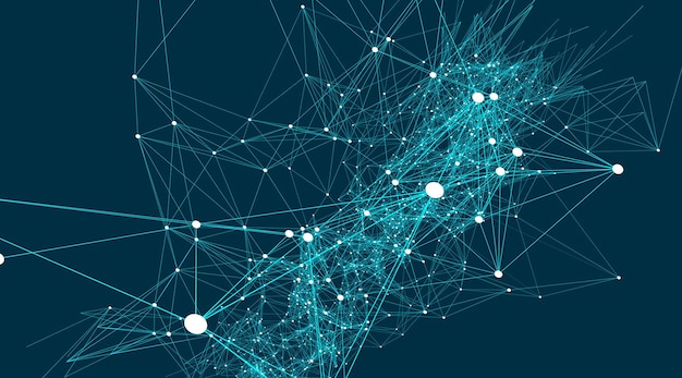 Vector abstract connections are in space background with connecting dots and lines connection structure 3d render
