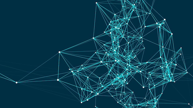 Vector abstract connections are in space background with connecting dots and lines connection structure 3d render