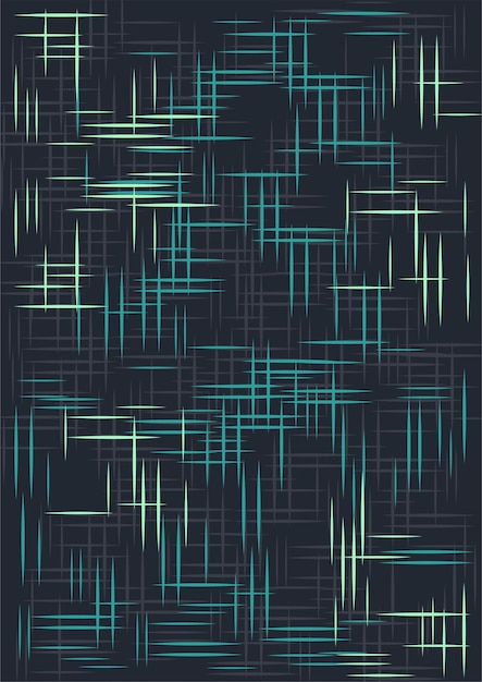 Vector abstract crosshatch lines teal and green on dark backdrop