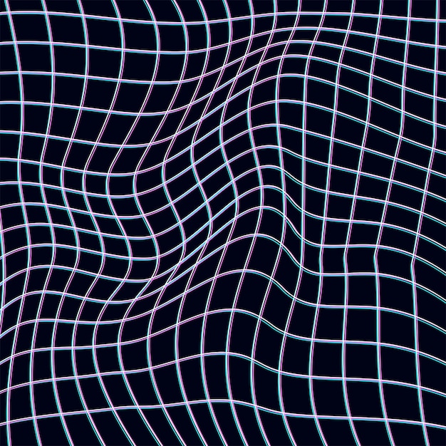 Vector abstract distorted wireframe wave vector curve surface background technology grid pattern blue mesh wave