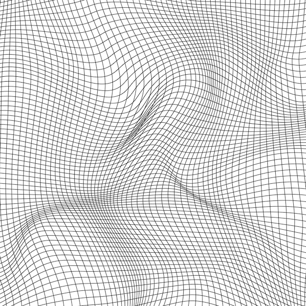Vector abstract distorted wireframe wave vector curve surface background technology grid pattern mesh wave