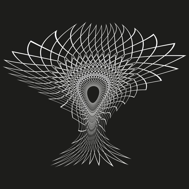 Vector abstract drop mesh spiral curve structure dynamic net vector black background design