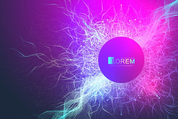 Vector abstract dynamic motion lines and dots background with colorful particles. digital streaming background, wave flow. plexus stream background. big data technology, illustration