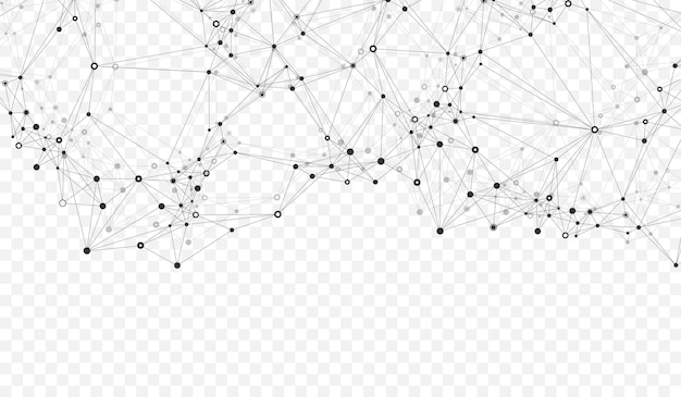 Vector abstract dynamic motion lines and dots connection background with plexus effect