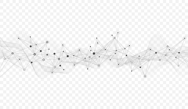 Vector abstract dynamic motion lines and dots connection background with plexus effect