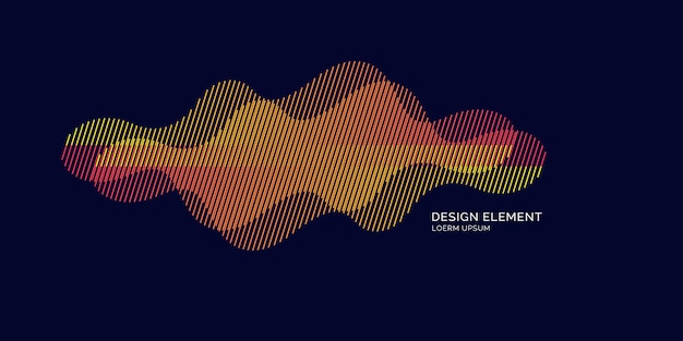 Vector abstract element with dynamic linear waves. vector illustration in flat minimalistic style
