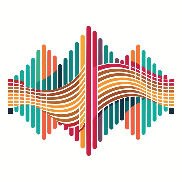 Vector abstract equalizer lines pattern wavy flowing isolated on white background