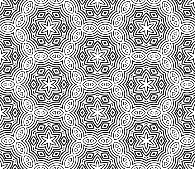 Vector abstract fantasy striped thin line round geometric seamless pattern. creative mosaic, tile