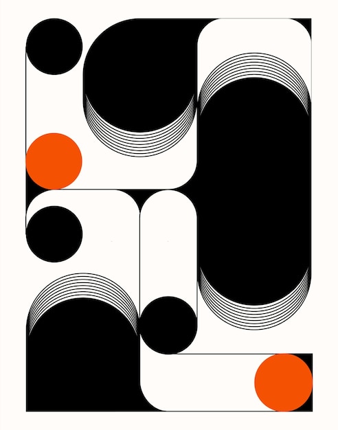 Vector abstract fusion modern art created with circles and lines contemporary circle and line