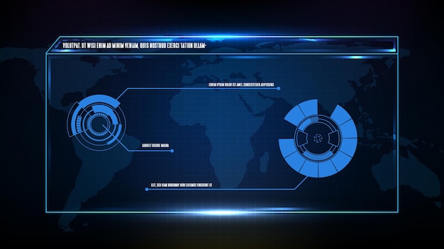 Vector abstract futuristic background of blue technology sci fi frame, hud ui topic, lower third button bar