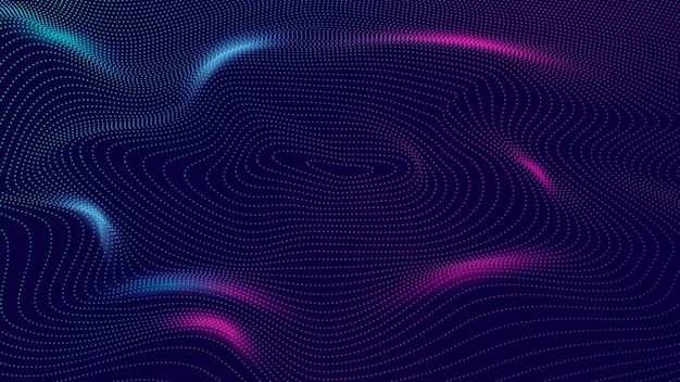 Vector abstract futuristic moving dots particles technology background cyber big data flow particles concept of artificial intelligence big data and deep learning vector illustration