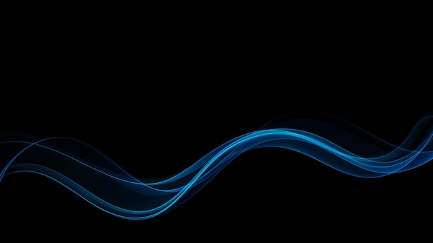 Vector abstract futuristic shiny blue wave design element on dark background