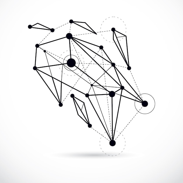 Vector abstract geometric 3d faceted object, modern digital technology and science theme vector background.  new technology illustration.