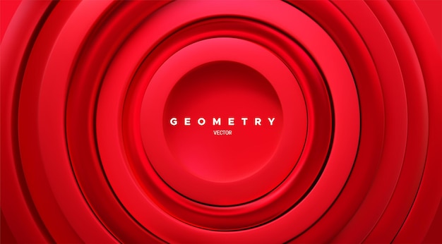 Vector abstract geometric background with red concentric rings
