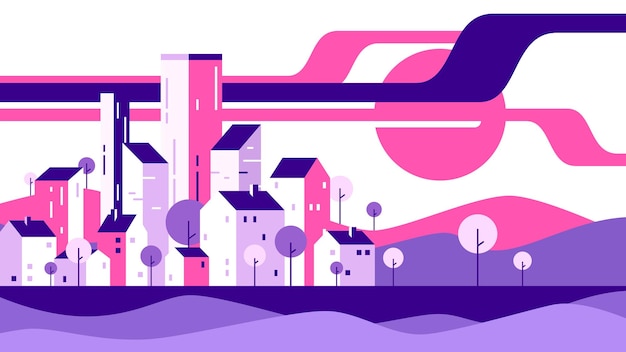 Vector abstract geometric flat style cityscape vector illustration