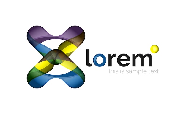 Vector abstract geometric logo created with overlapping smooth shapes