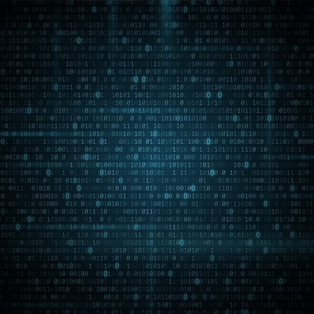 abstract glowing binary programming code background. digital data. high technology concept.