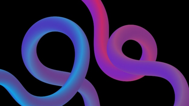 Vector abstract gradient fluid tubes intertwined on black