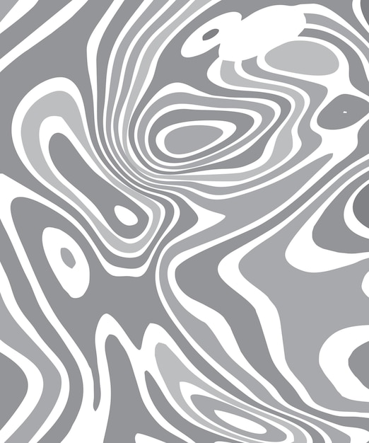 Vector abstract grey and white swirling liquid pattern background with organic wavy lines