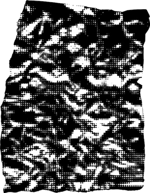 abstract halftone pattern of black and white irregular shapes creating a textured design element