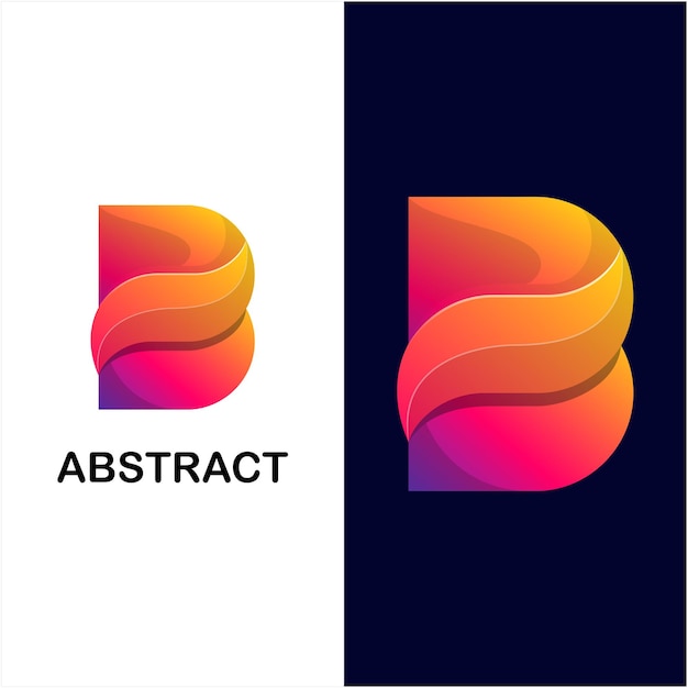 Vector abstract letter b gradient color logo template