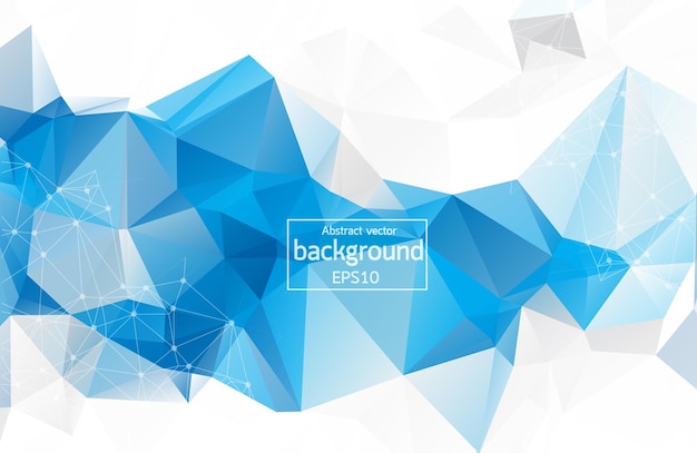 Vector abstract low poly blue white technology vector background connection structure vector data science background polygonal vector background molecule and communication background